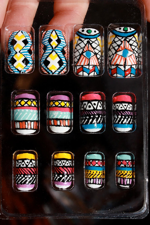 The much loved Tribal/Aztec nails - Mara Hoffman-inspired