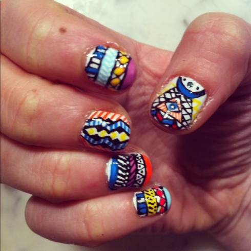 My very own Aztec Nails painting by Zebber, herself!